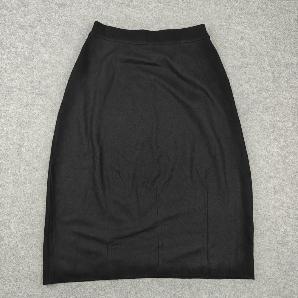 Eileen Fisher Skirt Womens Small Black Wool Knit Midi Pencil Pockets Zip Work - Picture 6 of 11